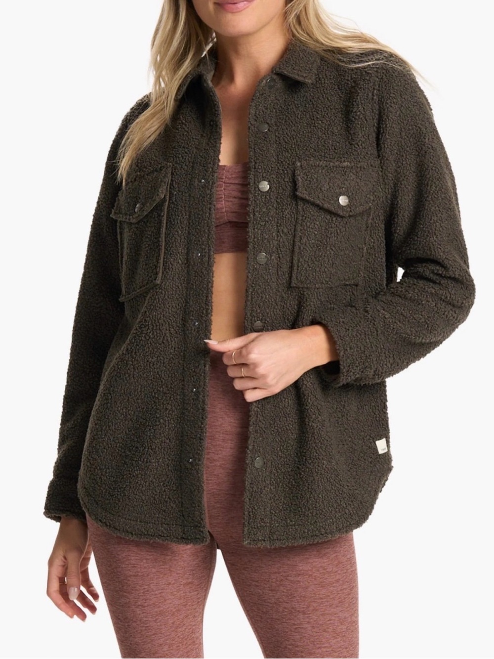 Cozy Sherpa Shacket Jacket in Cocoa